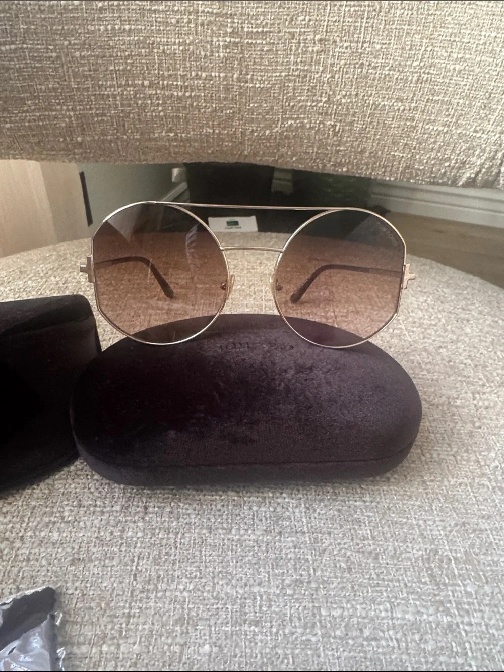 Tom Ford Gold Frame Sunglasses with Brown Gradient Lenses